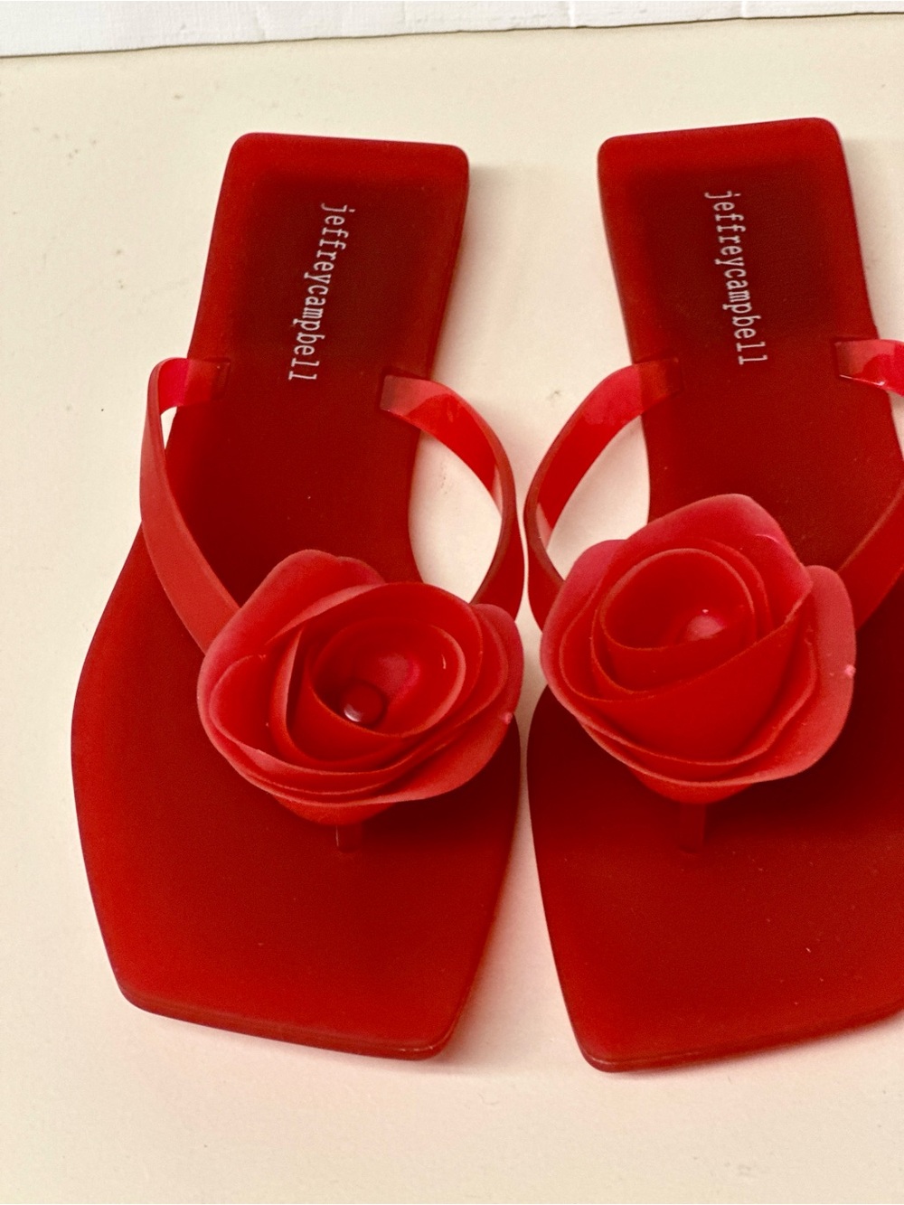 Jeffrey Campbell Red Jelly Rose Thong Sandals
